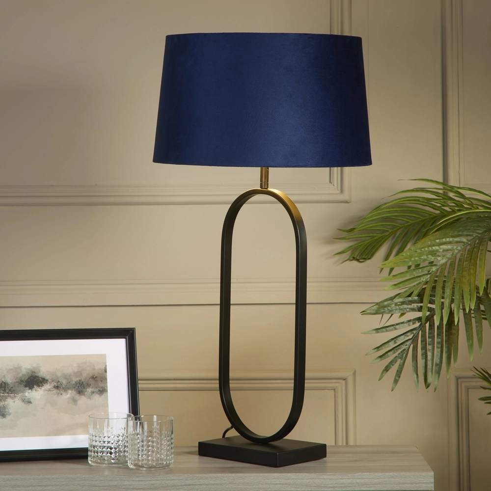 Table lamp Modish black with blue hood Searchlight 5053423306155