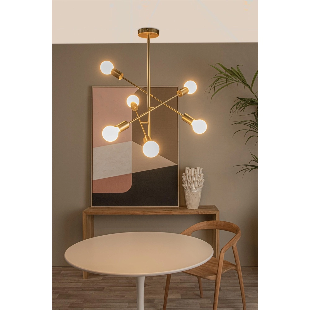 Ceiling lamp Lester 6-light gold Lucide 5411212211743