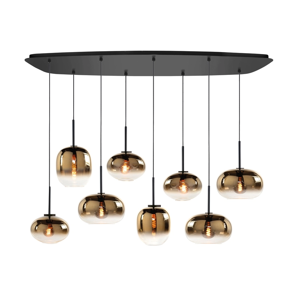 Pendant lamp Bellini 8-light black with gold glass