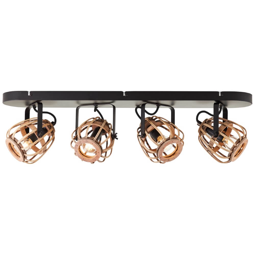 Rattan ceiling lamp Nikka 4-light black Brilliant 4004353402227