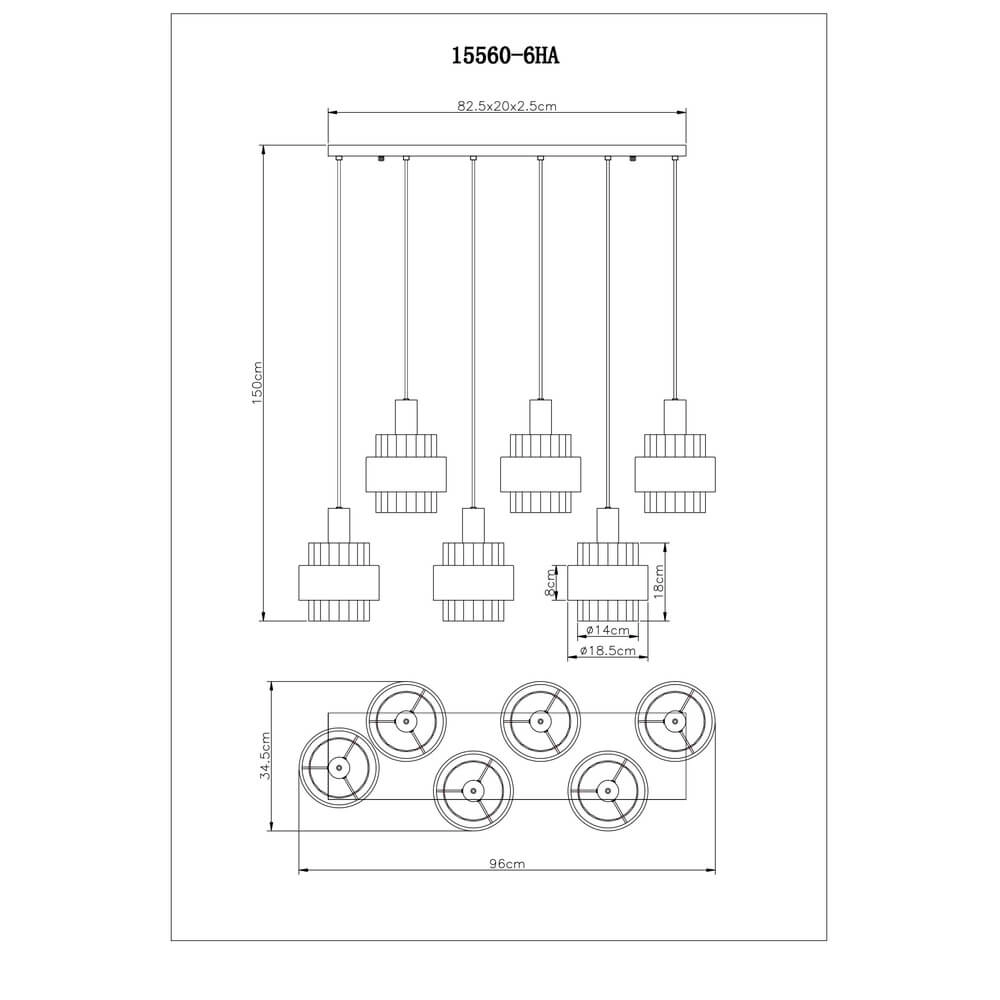 Pendant lamp Milley bronze 6-lights Globo 9007371471676