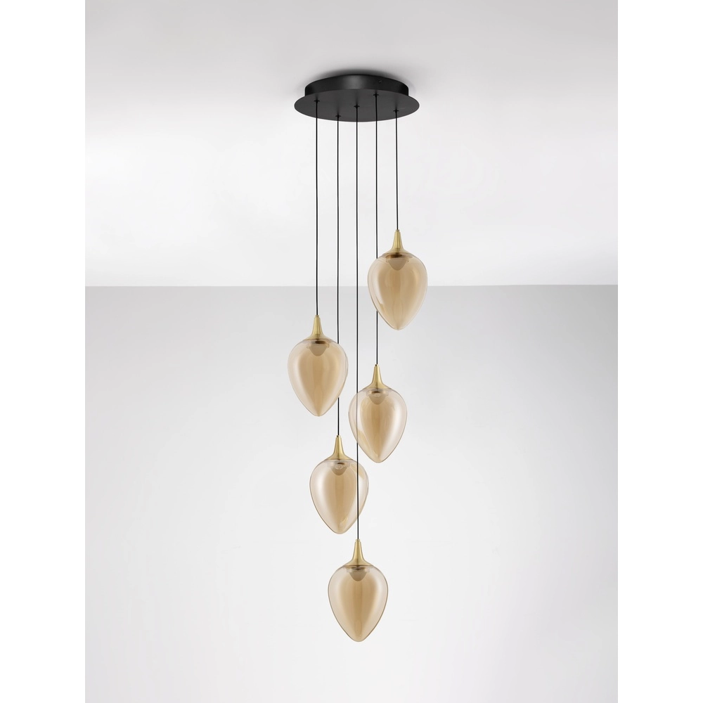 Pendant lamp Nali 5-light amber glass Lyora 5212017477798
