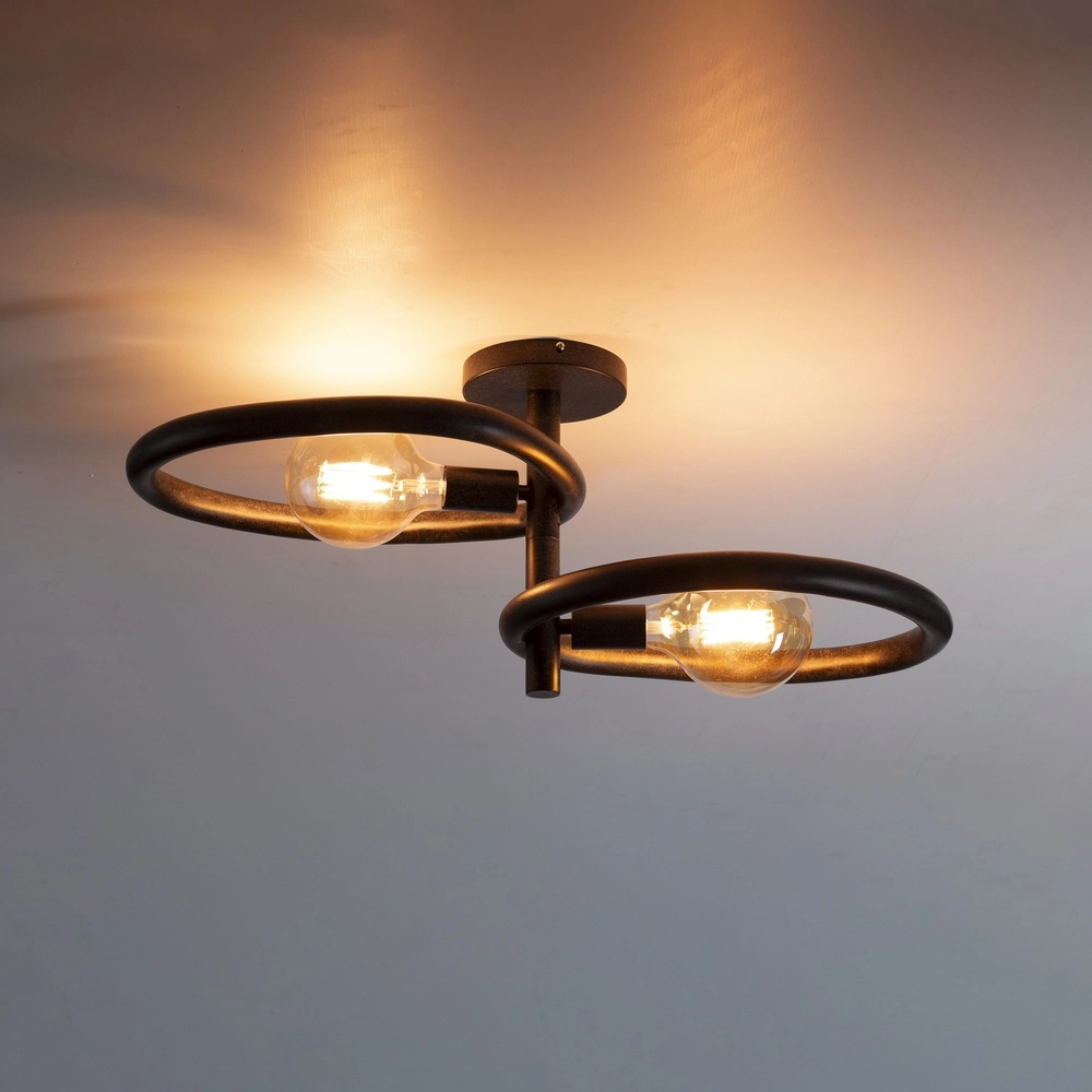 Country ceiling lamp Pebble artic black - 2x E27