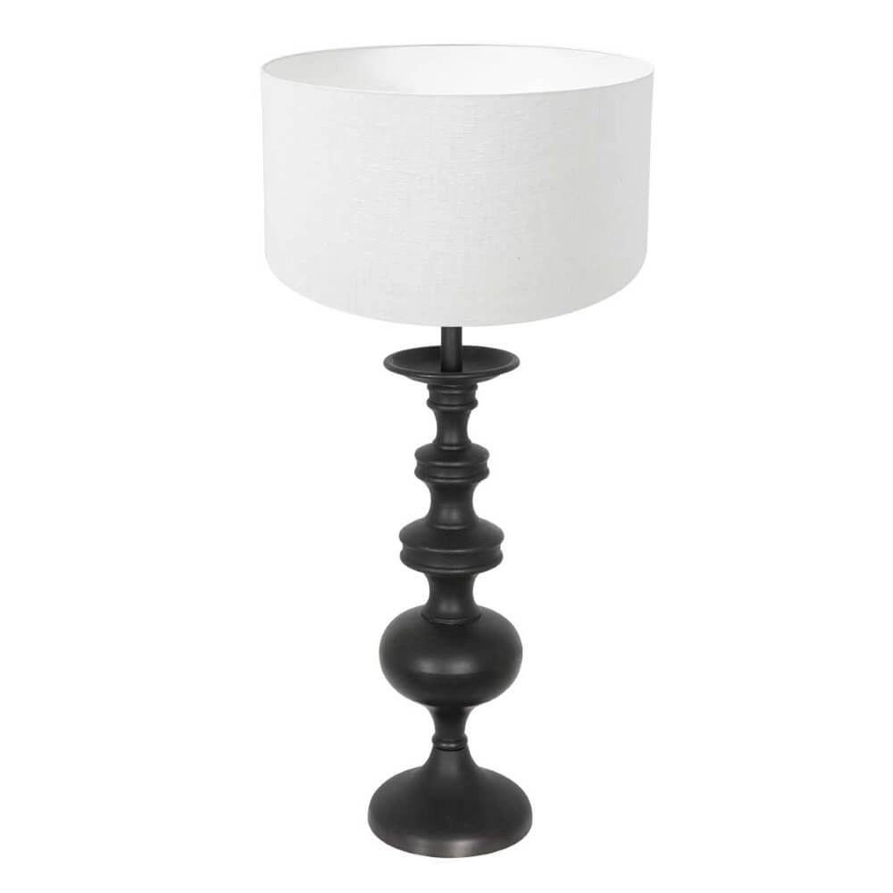 Classic table lamp Lyons C with white linen shade