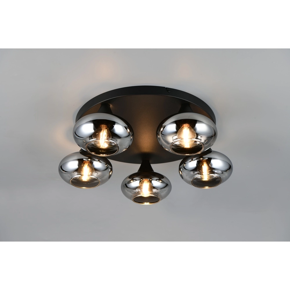 Ceiling lamp Divina 5-light black with smoke glass Trio 4017807667462