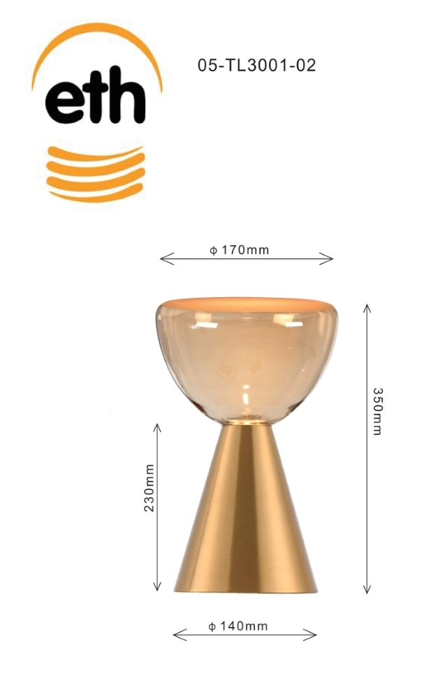 Golden table lamp Lisa Ø 17cm ETH 8720195310235