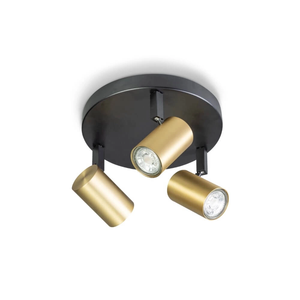 3-light surface-mounted spotlight The Common black with gold