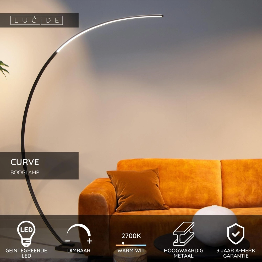 Design arc lamp Curve Black Lucide 5411212441737