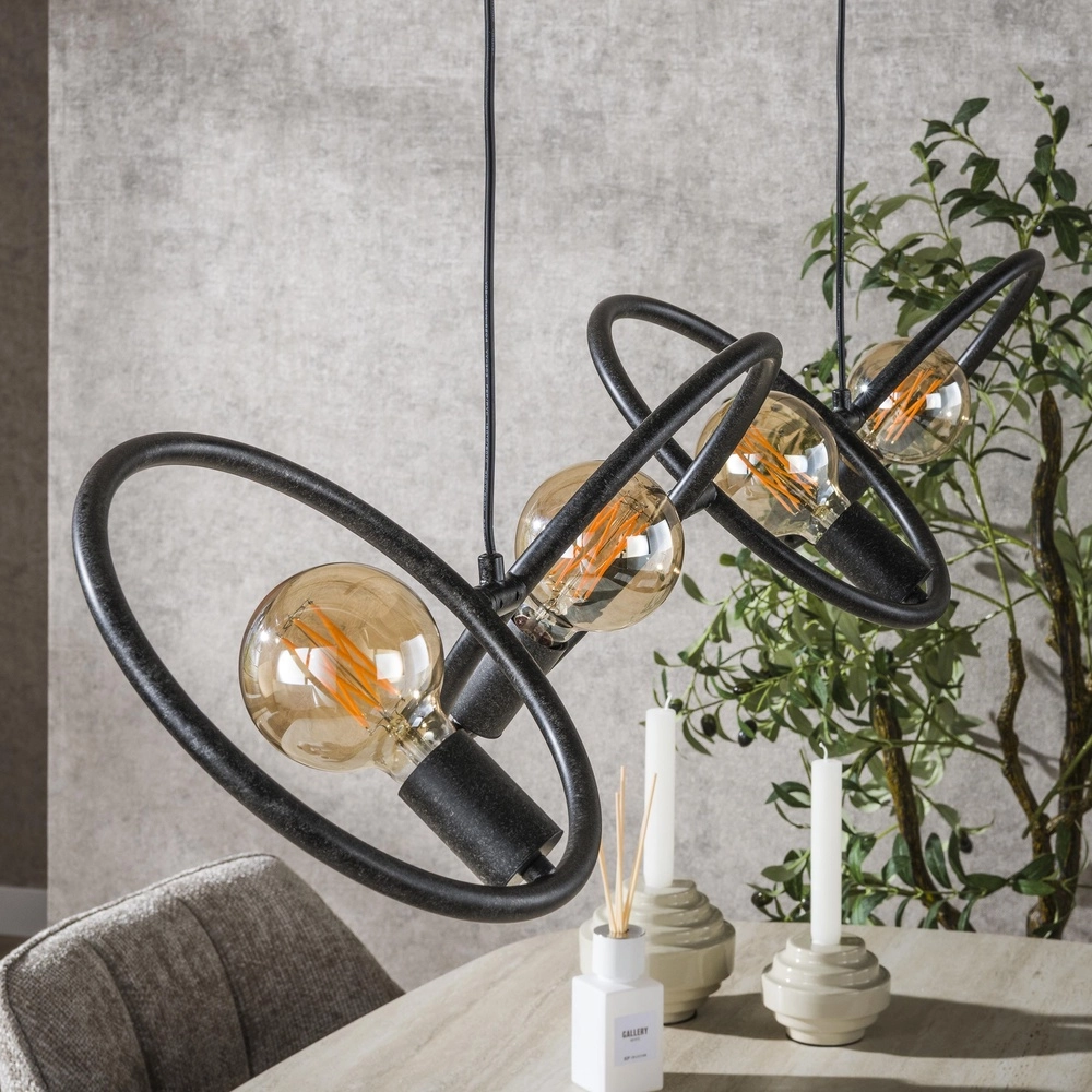 Design pendant lamp Loop black - 4x E27 Lyora 8716803511057