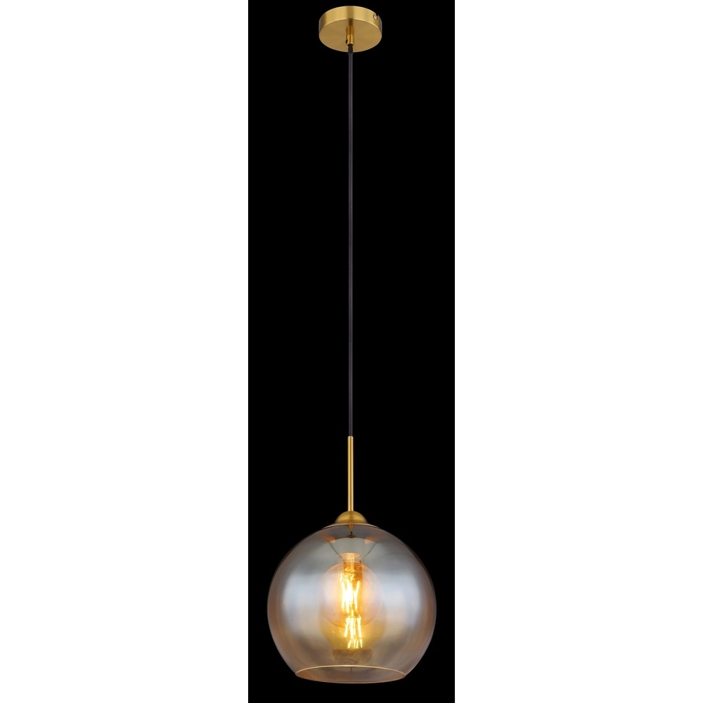 Golden pendant lamp Jamessa only with amber glass Globo 9007371441686