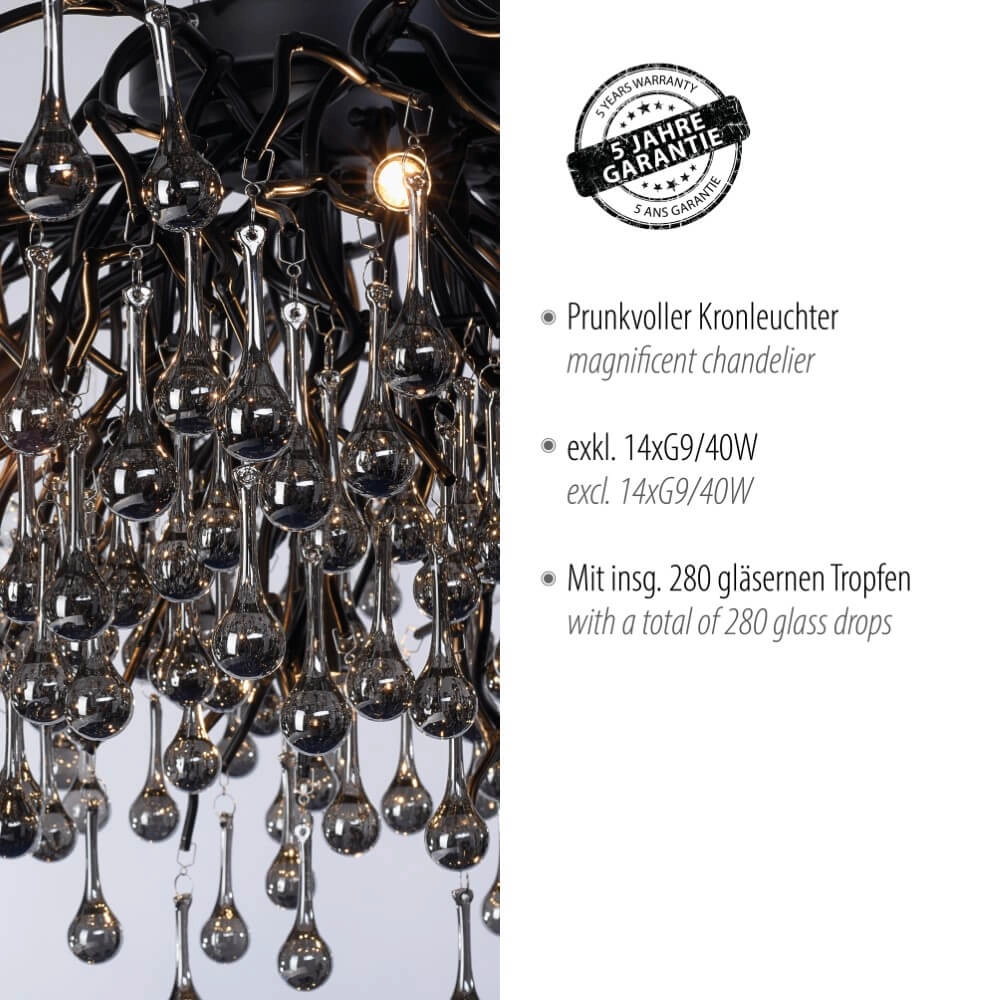 Chandelier Icicle black 100cm Paul Neuhaus 4012248377581