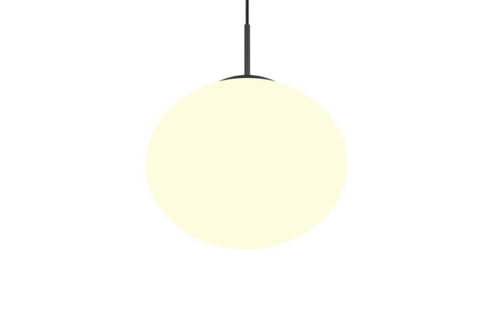 Oval pendant lamp Fomento Ø 30cm - black with white glass Trio 4017807616200