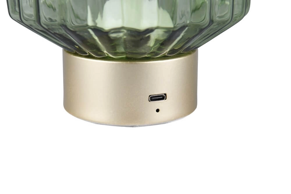 Rechargeable table lamp Lord with green glass Trio 4017807601909