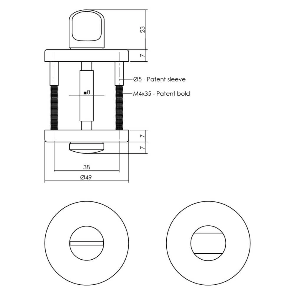 Round WC closure Tira brass Intersteel 8714186551202