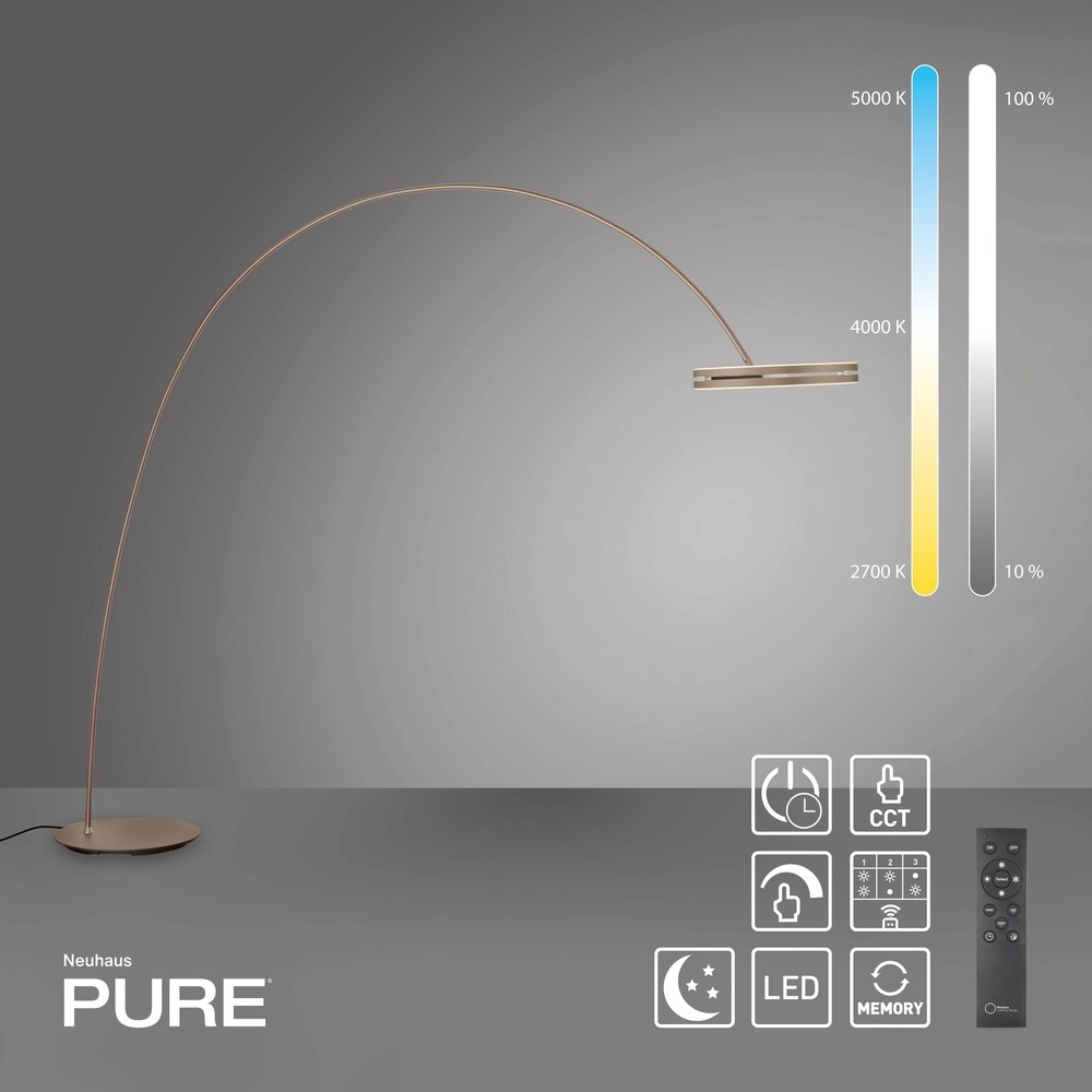 Sleek arc lamp Pure Loop-Bow Adjustable - Bronce Paul Neuhaus 4012248397169