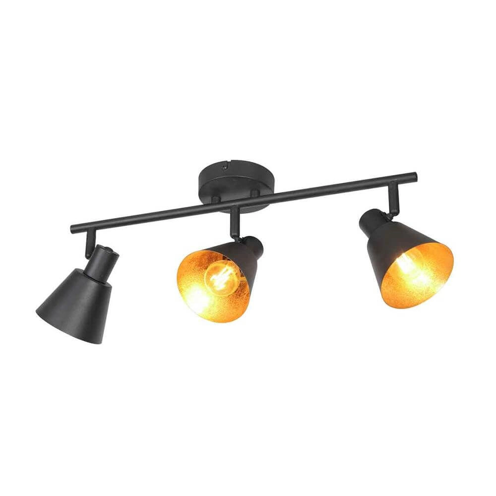 Ceiling lamp Oeroe black with gold 3-lights Steinhauer 8712746176346